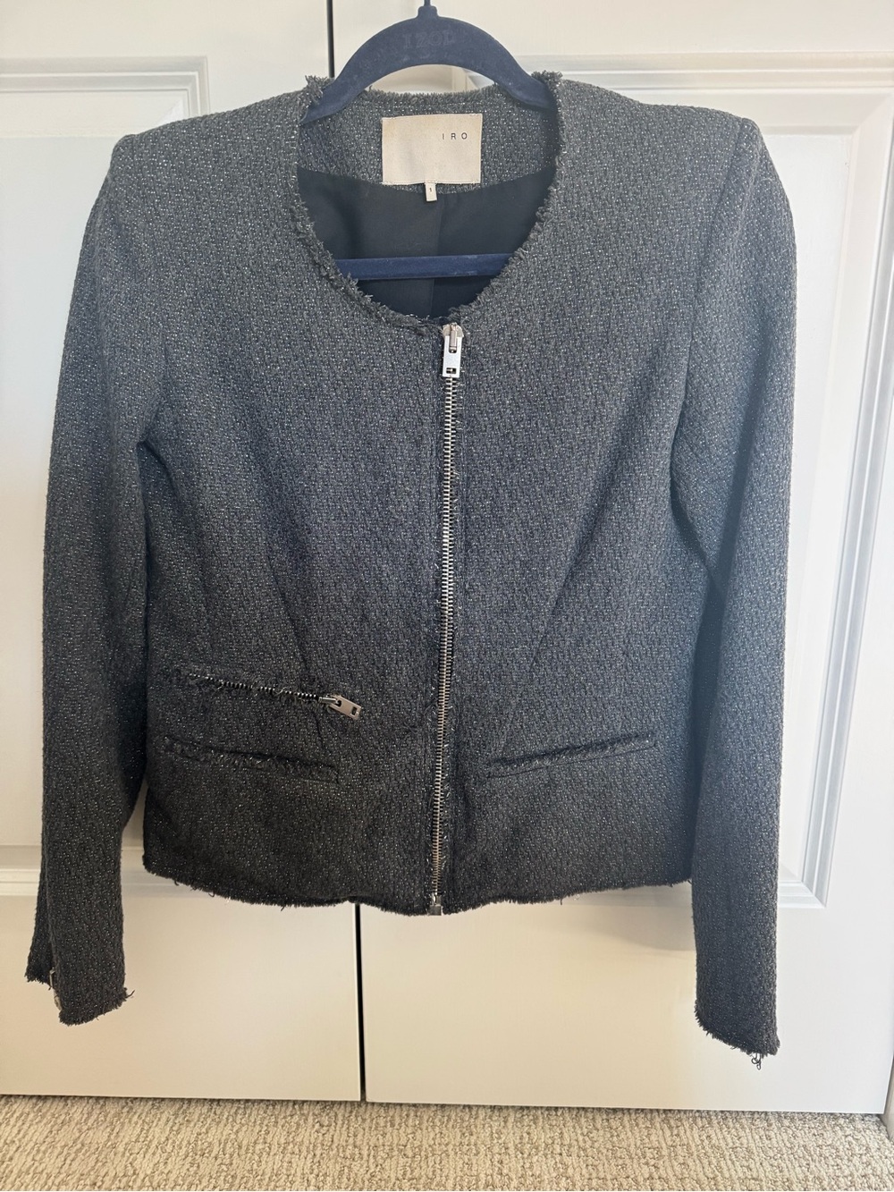 Iro Women's Charcoal Tweed Zip Jacket